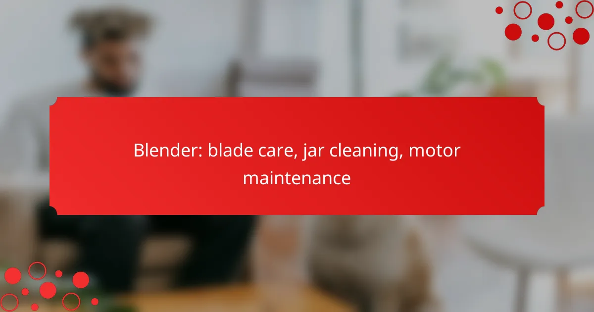 Blender: blade care, jar cleaning, motor maintenance