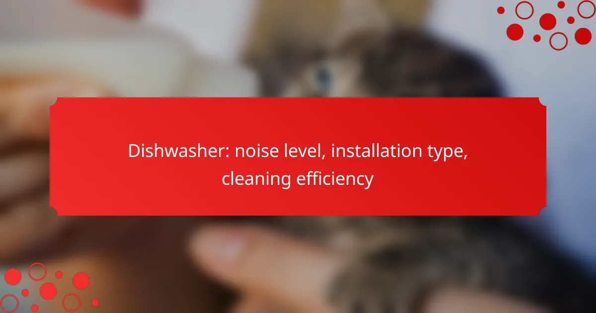 Dishwasher: noise level, installation type, cleaning efficiency