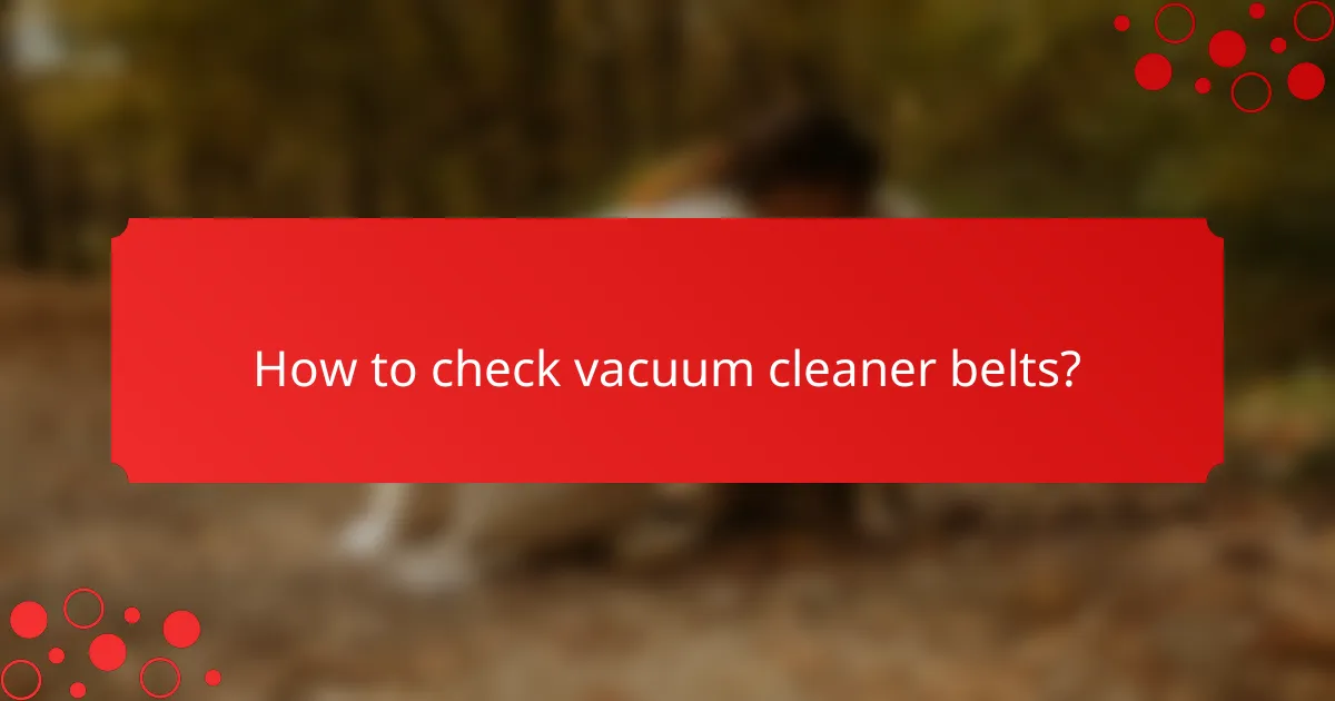 How to check vacuum cleaner belts?