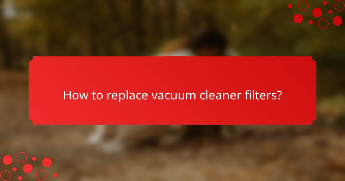 How to replace vacuum cleaner filters?