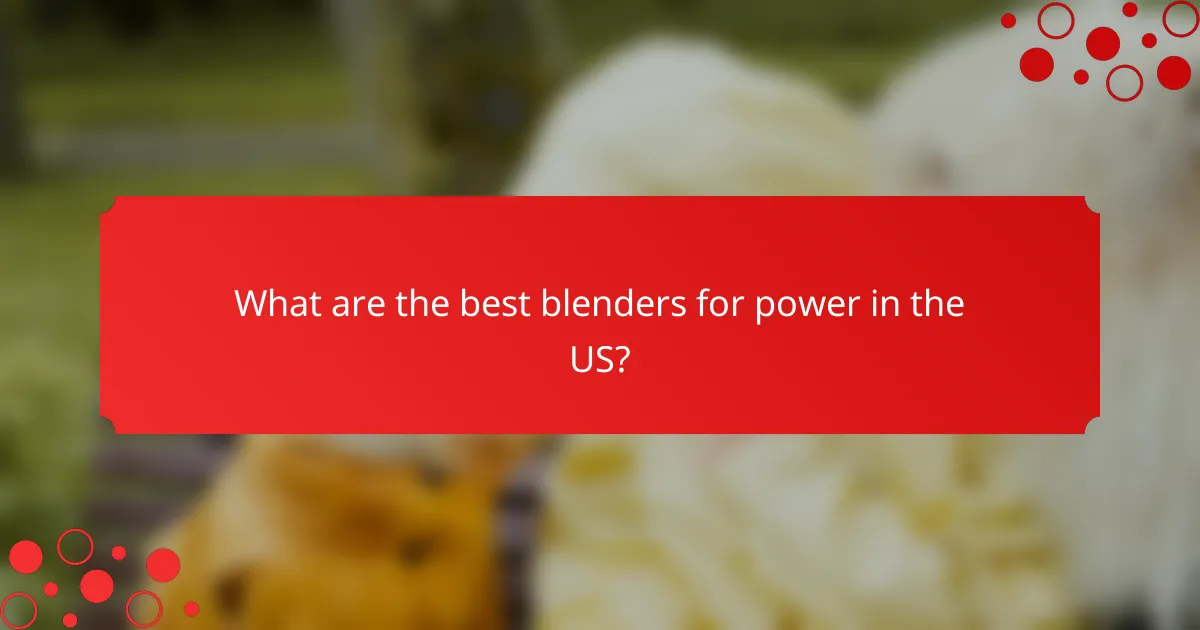 What are the best blenders for power in the US?