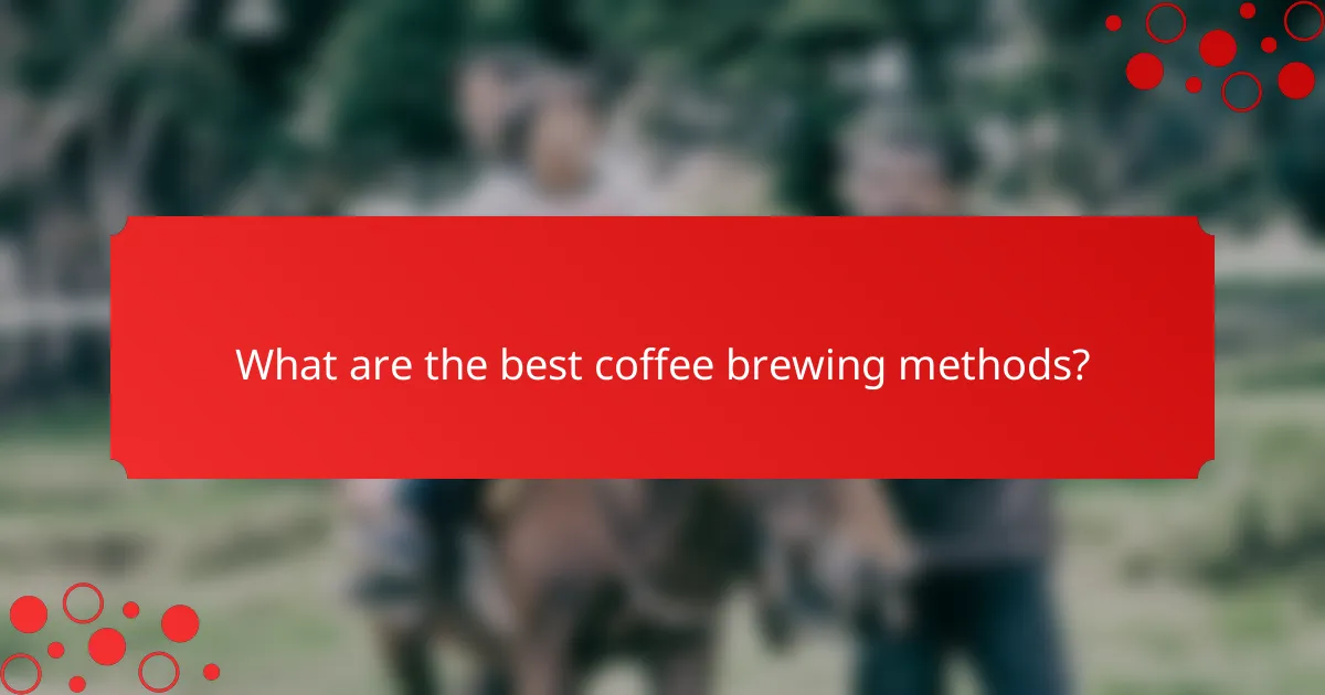 What are the best coffee brewing methods?