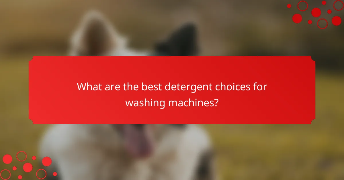 What are the best detergent choices for washing machines?