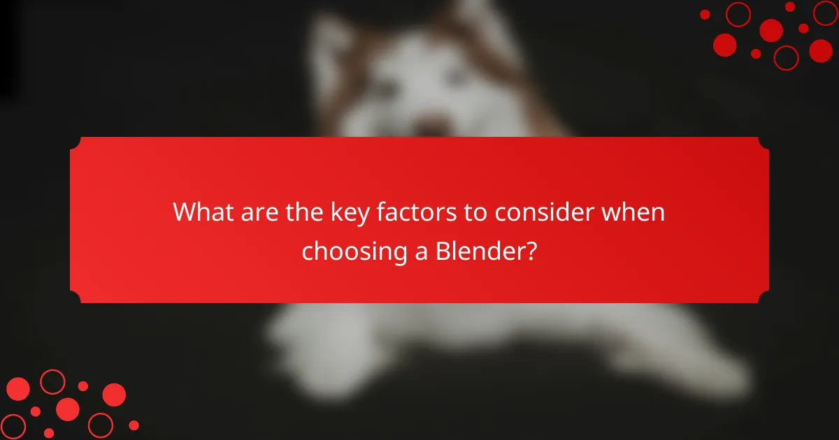 What are the key factors to consider when choosing a Blender?
